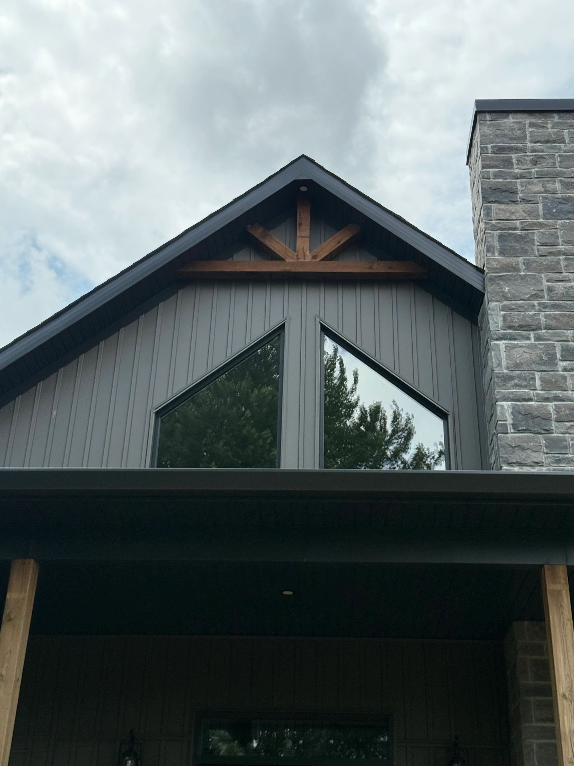 Exposed wooden beams vaulted ceiling interior