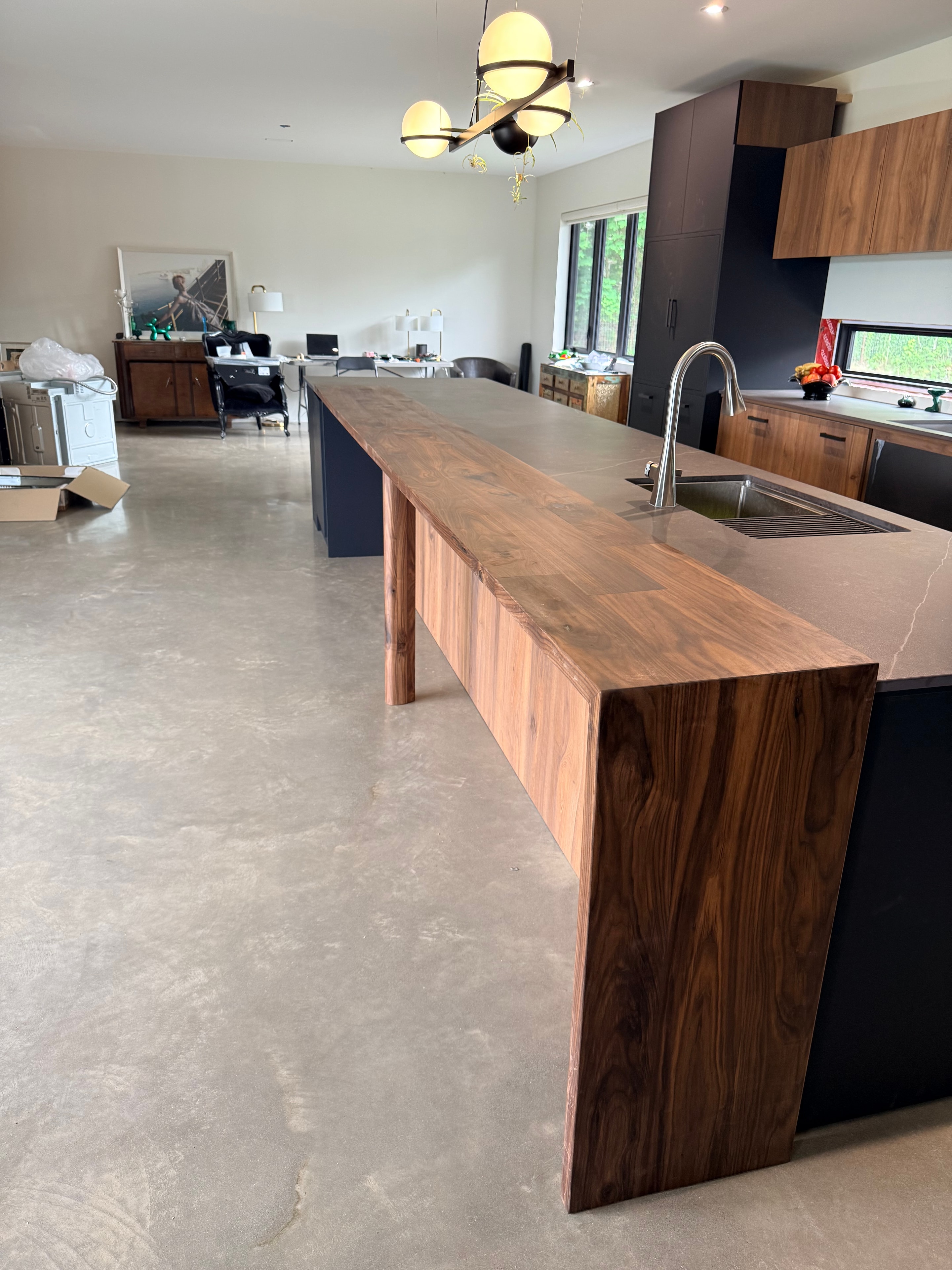 Live-edge walnut bar countertop