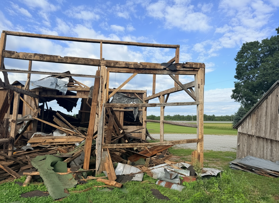 Ontario barn deconstruction for reclaimed timber